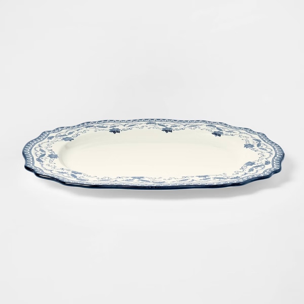 Stoneware Serve‎ Platter Blue Pattern - Threshold Studio McGee Target Christmas